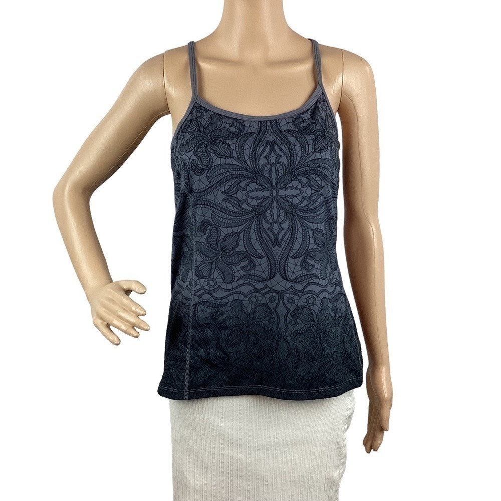 Athleta Harmoniuos Yoga Tank Top Size S Gray Ombre Print